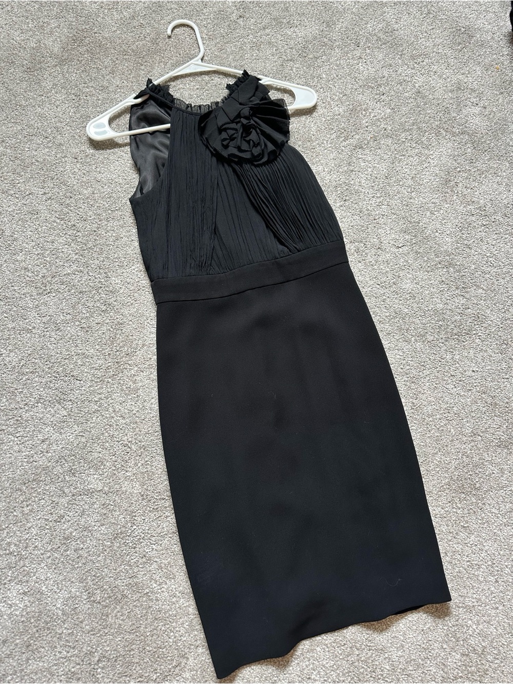 Ann Taylor Black Rosette Pleated Bodice Dress Sleeveless Cocktail Evening
